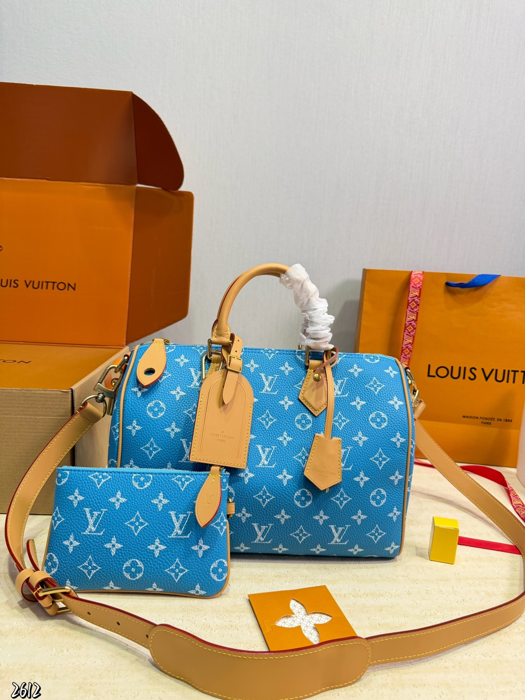 LV Speedy P34 Handbag Monogram Canvas Cowhide Leather 8